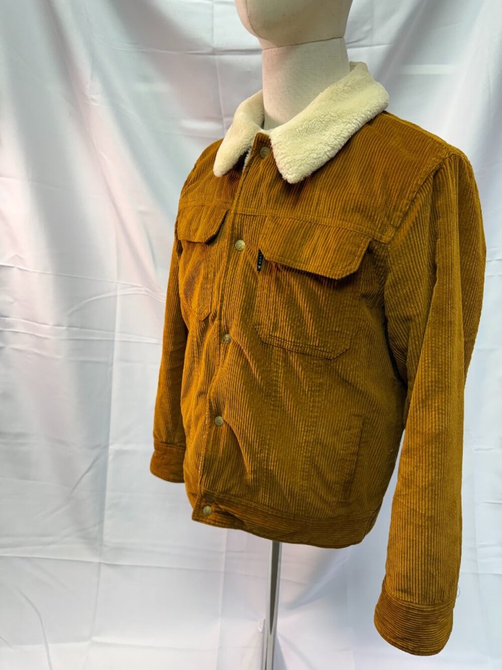Scotch & Soda Men's Mustard Corduroy Sherpa Lined Trucker Jacket Large